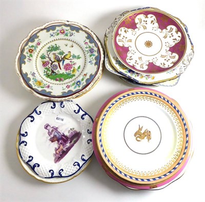 Lot 307 - A quantity of 19th century plates including Royal Crown Derby and Chamberlain Worcester (restored)