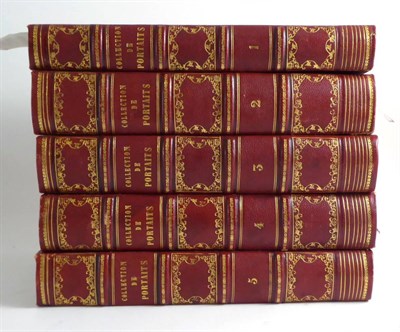 Lot 324 - Portraits - a collection of engraved portraits, bound in five volumes, French half morocco gilt...