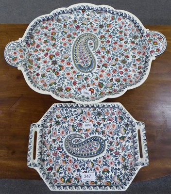 Lot 347 - A Gien lobed tray, all-over floral design; together with another smaller (2)