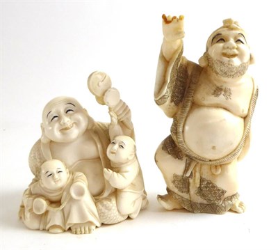 Lot 352 - Two Meiji period carved ivory figures (one a.f.)