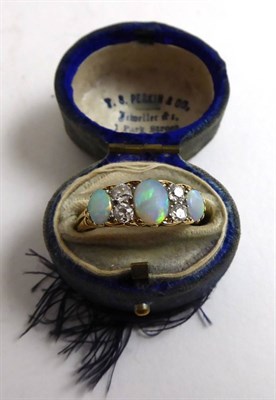 Lot 357 - A Victorian 18ct gold opal and diamond ring