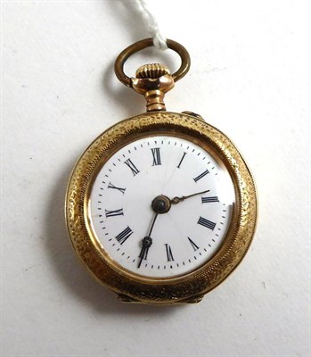 Lot 359 - A lady's fob watch, case stamped '0.585'