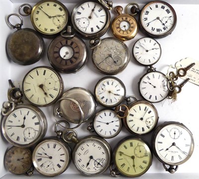 Lot 379 - A quantity of silver pocket watches, lady's fob watches, etc (20)