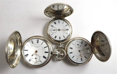 Lot 380 - Three silver full hunter pocket watches, two signed J.G.Graves Sheffield, and one signed John...