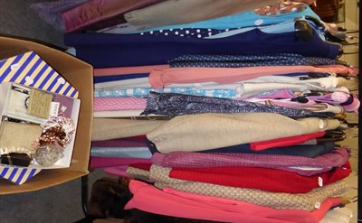 Lot 1012 - A large quantity of circa 1950s/60s costume including day dresses, shift dress, wool suits etc; box