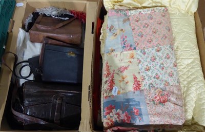 Lot 1059 - Small patchwork panels and covers, various ostrich feathers, costume accessories, stockings,...