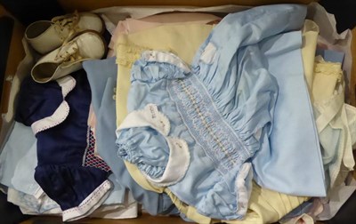 Lot 1068 - Assorted toddler dresses with smocked detailing, pram coats and pair of white leather boots etc