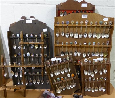 Lot 1108 - Approximately one hundred and eighty five mostly silver plated souvenir teaspoons and eight...