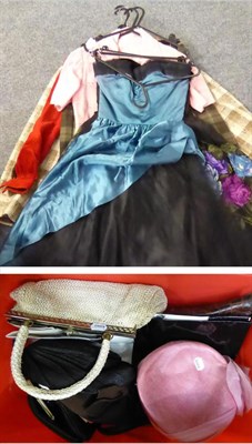 Lot 1121 - A collection of vintage dresses, coats, hats and bags