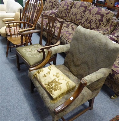 Lot 1138 - A Windsor chair, a tub chair, Edwardian salon chair, provincial armchair and an 18th/19th...