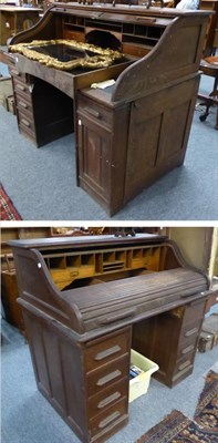 Lot 1143 - Two oak roll top desks