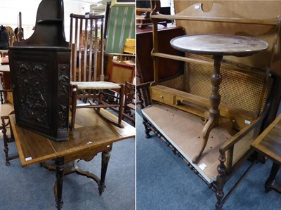 Lot 1150 - A bergere two seater sofa, a rocking chair, a 19th century toilet mirror, a tripod table, a...