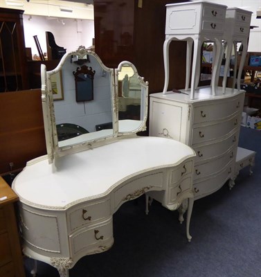 Lot 1160 - Composite cream and gilt French style bedroom suite (5)