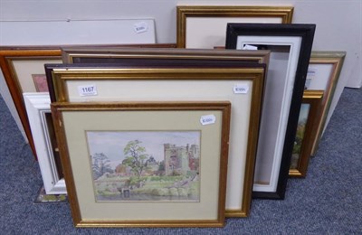 Lot 1167 - Thirteen various framed pictures, prints, African figure and Portmeirion miniature pottery