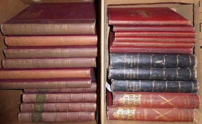 Lot 1174 - Five sets of books (in 2 boxes): Morris' Picturesque Seats, 6 vols., publisher's red cloth...