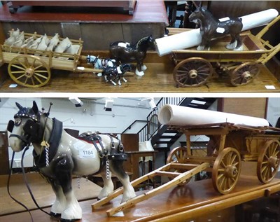 Lot 1184 - A group of ceramic horses and scratch built model carts