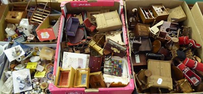 Lot 1186 - A quantity of assorted 20th century dolls house furniture and accessories (5 boxes)