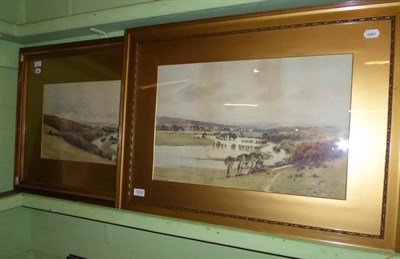 Lot 1203 - R. Hamilton Chapman (fl1881-1903), Two views from Streatley Hill of Thames flooding,...