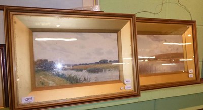 Lot 1205 - Pair of watercolours by John McDougal, 'On the Avon' and 'A Sussex Pastoral'