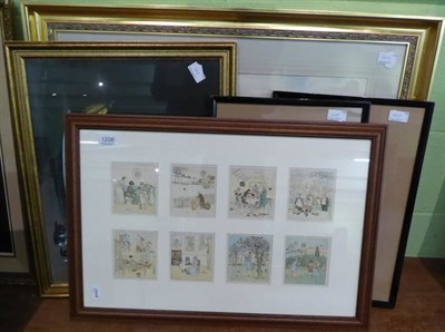 Lot 1208 - W Gibson (20th century) landscape watercolour, a still life oil signed, together with three...