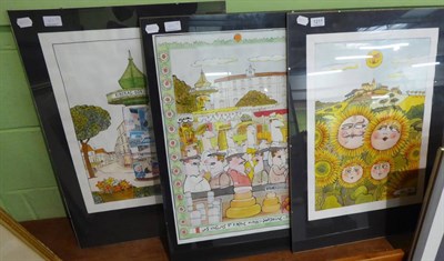 Lot 1211 - Jerome Gask (20th Century), Three pen, ink and watercolour illustrated posters, all signed and...