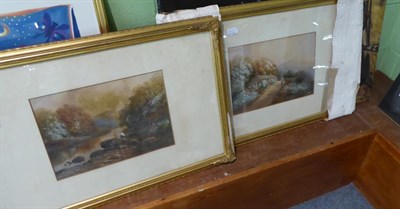 Lot 1212 - Two 19th century landscapes watercolours, a print and an oil