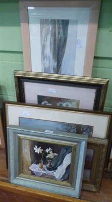 Lot 1234 - A small group of 20th century watercolours and oils including Stanley Inchbold Whitby Abbey and...