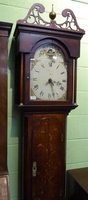 Lot 1250 - An oak thirty hour longcase clock with arched painted dial