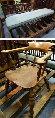 Lot 1338 - An elm smoker's chair and a small mahogany framed window seat