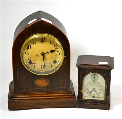 Lot 3 - Edwardian mantel clock and a timepiece retailed by Goldsmiths & Silversmiths Co. Ltd