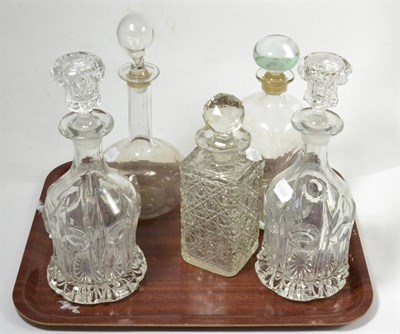 Lot 16 - Five glass decanters