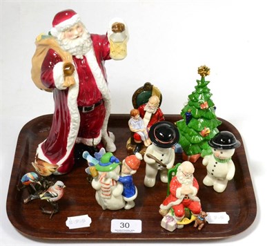 Lot 30 - A Royal Worcester figure of Father Christmas, and five Royal Copenhagen Christmas figures etc