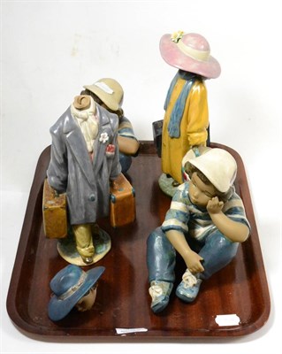 Lot 33 - Four Lladro figures, Boy and Girl with luggage, 2389 and 2388 (one damage) and two Boys with...