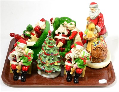 Lot 35 - A Villeroy & Boch Christmas tree form tea light holder; together with a group of four pottery...