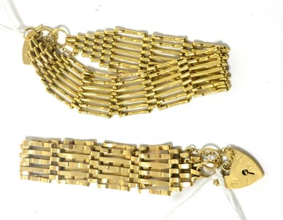 Lot 57 - Two 9ct gold bracelets, each with padlock snap