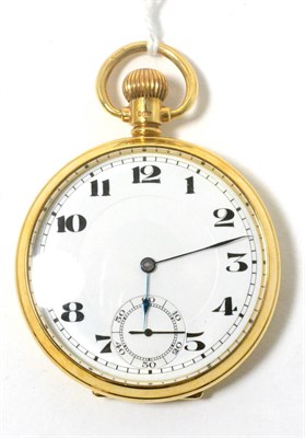 Lot 71 - A 9ct gold open faced pocket watch