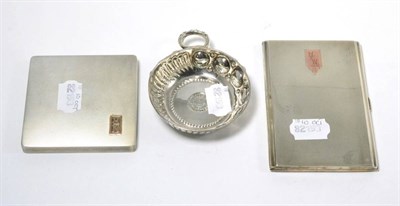 Lot 90 - Two engine engraved silver cigarette cases and a Continental Tastevin (3)