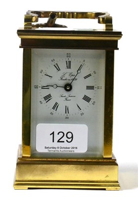 Lot 129 - A brass carriage timepiece, signed L Epee
