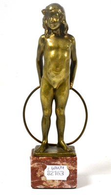 Lot 131 - Rudolph Kaesbach (1873-1955) bronze figure of a nude girl holding a hoop, signed in cast...