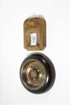 Lot 133 - Robert Mouseman Thompson oak ashtray and a silver mounted dish (2)