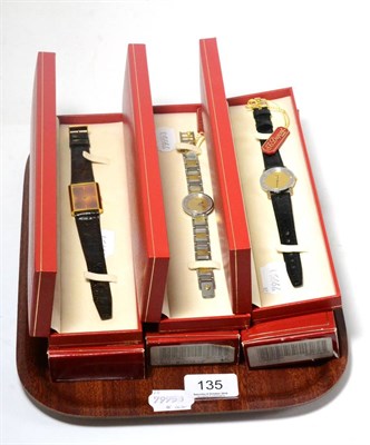 Lot 135 - Three Dupont lady's wristwatches, boxed (3)