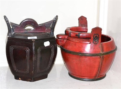 Lot 163 - Two Chinese tea pot carriers