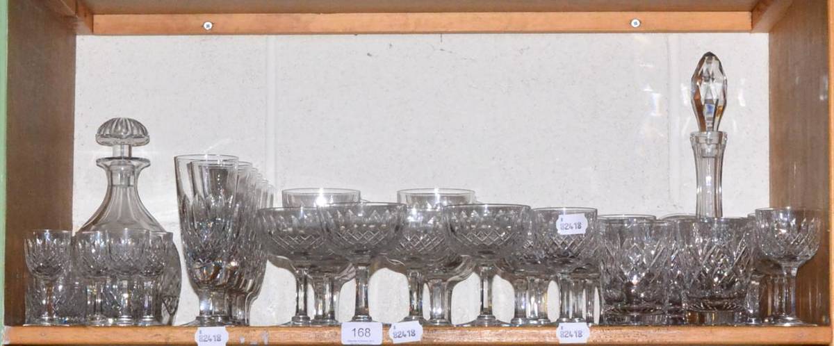 Lot 168 - A suite of Thomas Webb crystal drinking glasses, four Royal Doulton tumblers and a Tudor decanter