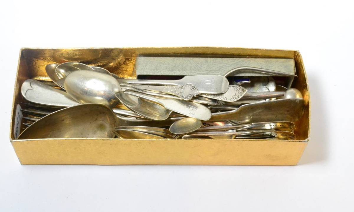 Lot 213 - A collection of silver flatware