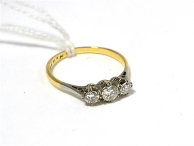 Lot 244 - Three stone diamond ring, estimated total diamond weight 0.55 carat approximately