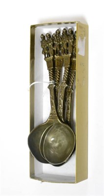Lot 253 - A set of six pewter spoons with figural finials