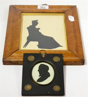 Lot 262 - A 19th century silhouette full length portrait of a lady in maple frame and a silhouette of a...