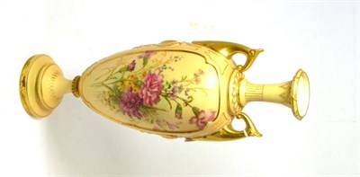 Lot 274 - A Royal Worcester blush ivory twin handled vase, shape 1836