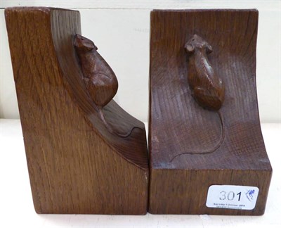 Lot 301 - A pair of oak bookends by Robert ";Mouseman"; Thompson