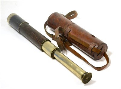 Lot 335 - A Ross, London, a leather cased military three draw telescope